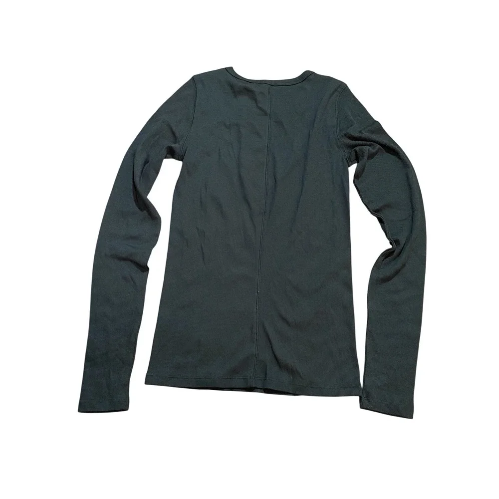 Everlane NWT Supima Cotton Luxe Micro-rib Long Sleeve Crew Black Small - Picture 6 of 8